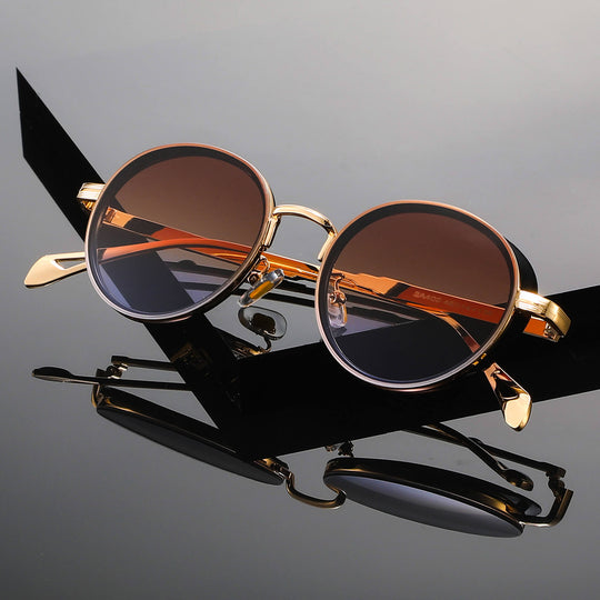 Gafas de sol redondas retro – Montura metálica con protección UV400