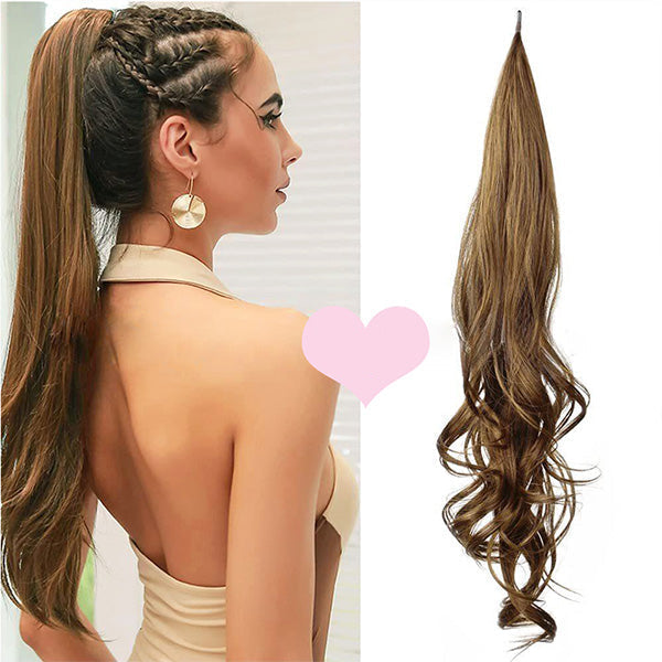 Extension per coda di cavallo | coda di cavallo a doppia treccia lunga con clip per volume e pienezza extra