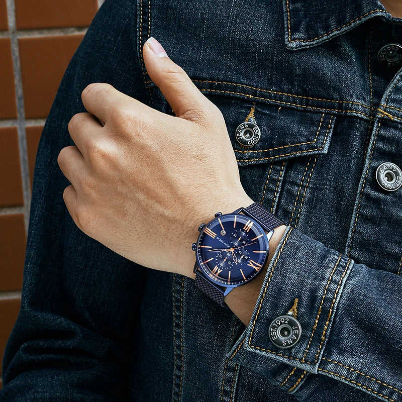 Men’s Chronograph Watch - 45mm with Mesh Band