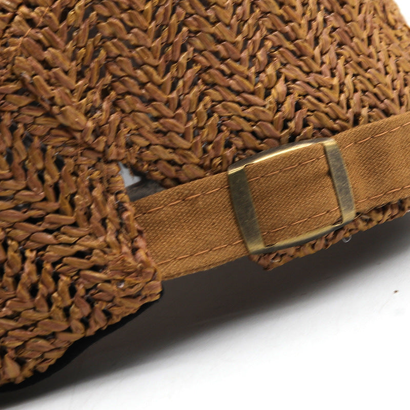 Casquette tressée pour homme en paille aérée - Casquette plate stylée pour l’été