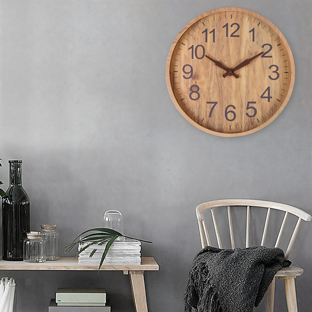 WoodAura – Reloj de pared de madera silencioso con aspecto natural