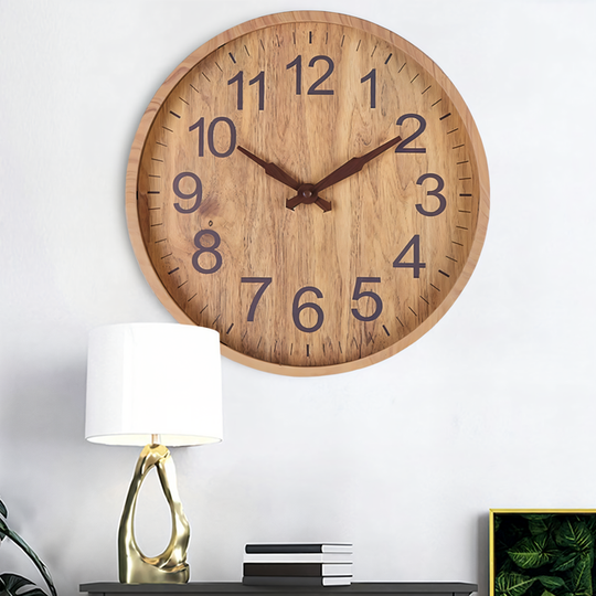 WoodAura – Reloj de pared de madera silencioso con aspecto natural