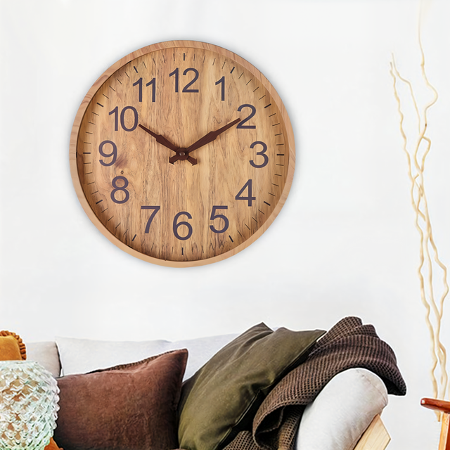 WoodAura – Reloj de pared de madera silencioso con aspecto natural