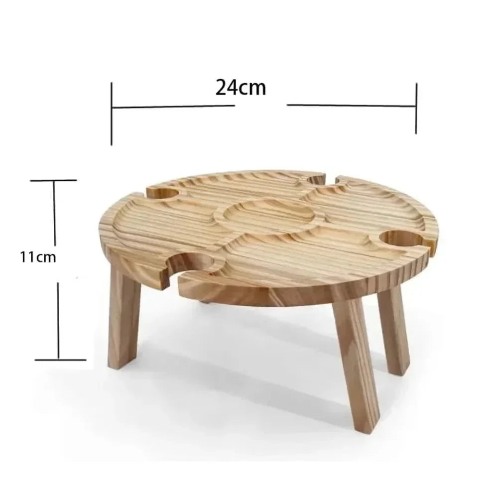 Houten Picknicktafel met Wijnglashouder - Opvouwbaar