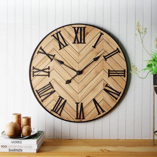 Rustic Wall Clock with Large Roman Numerals