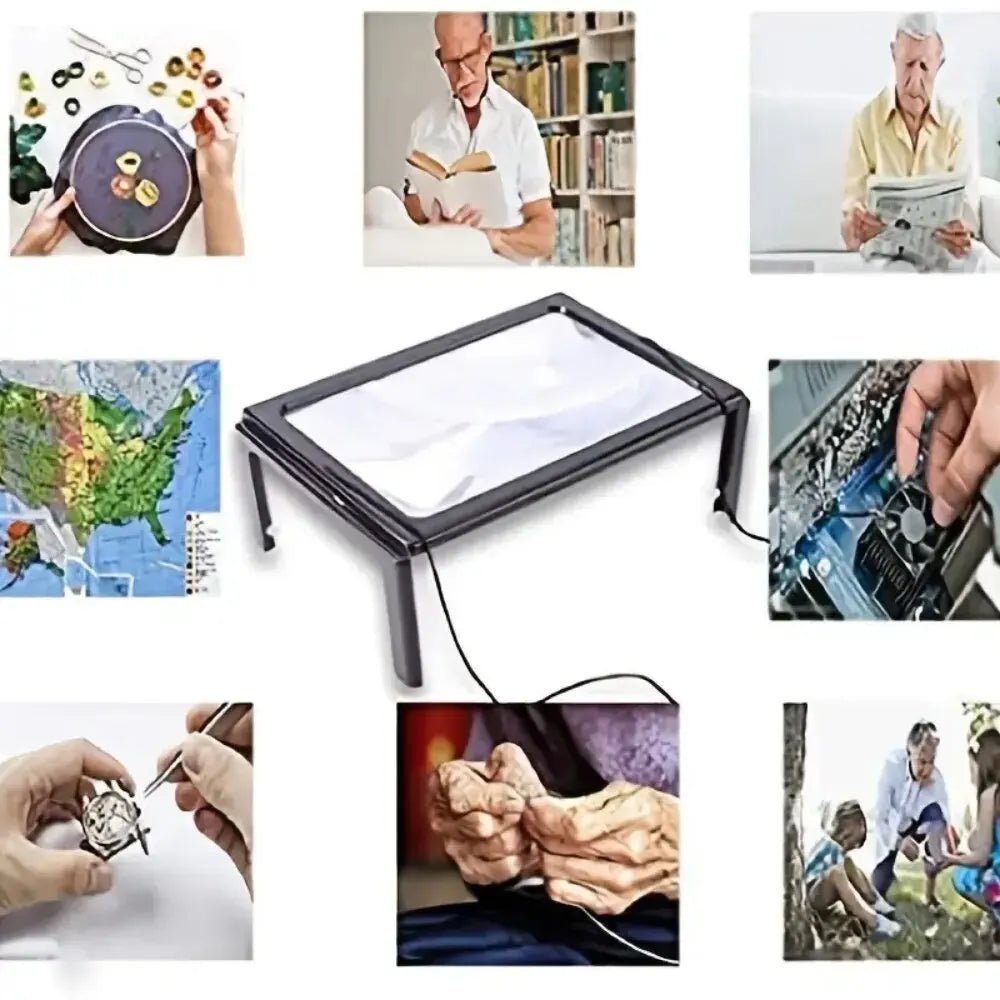 Foldable Table Magnifier with LED Light - Hands-Free Reading and Hobbies