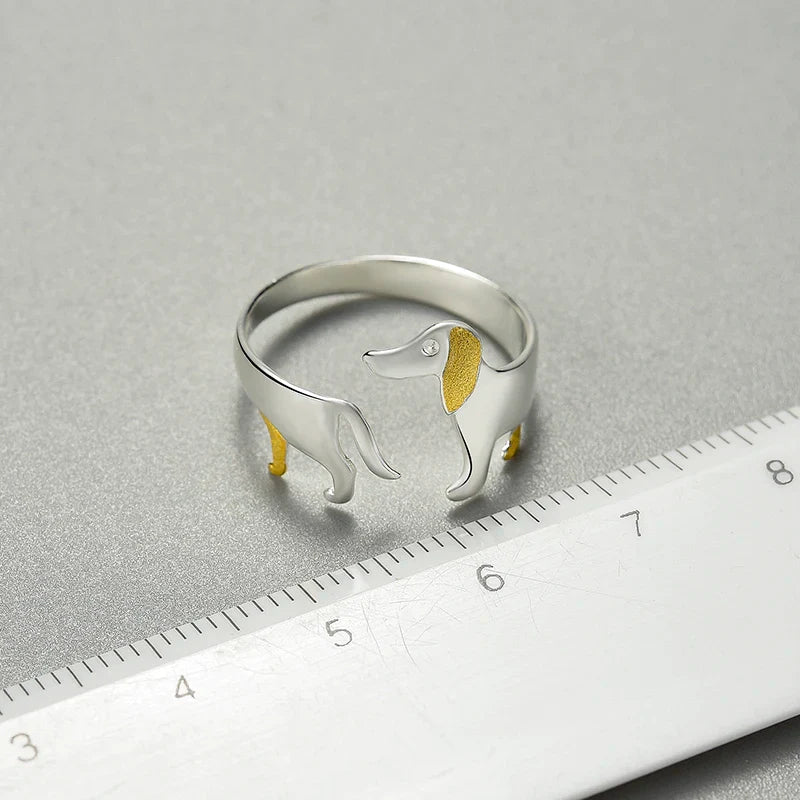 Cute Dachshund Silver Ring – Adjustable and Full of Character