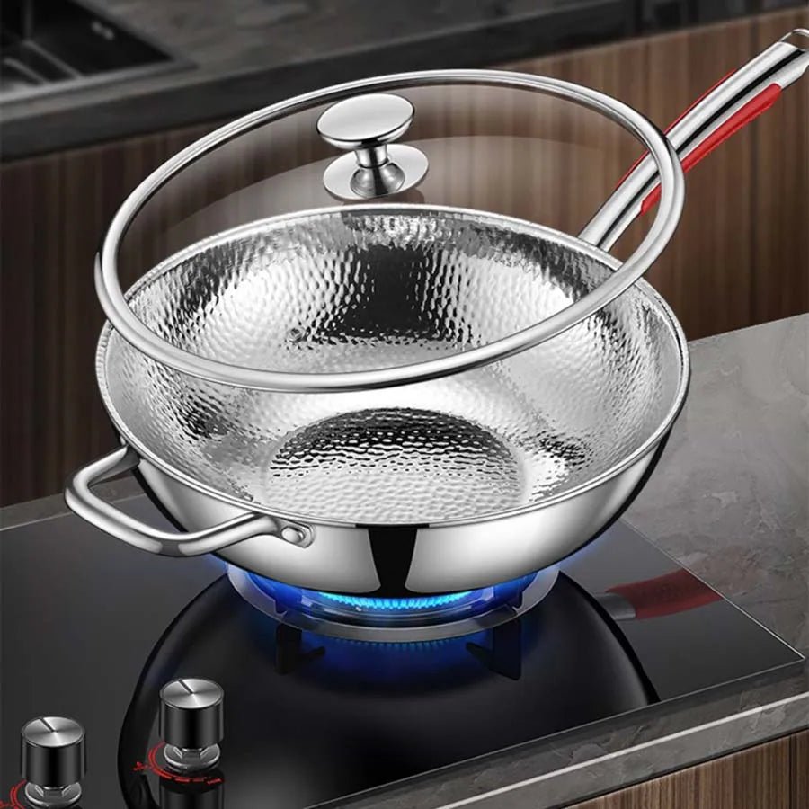 Titanium Wok 30cm Ronde Bodem - Geschikt voor Inductie en Roerbakken