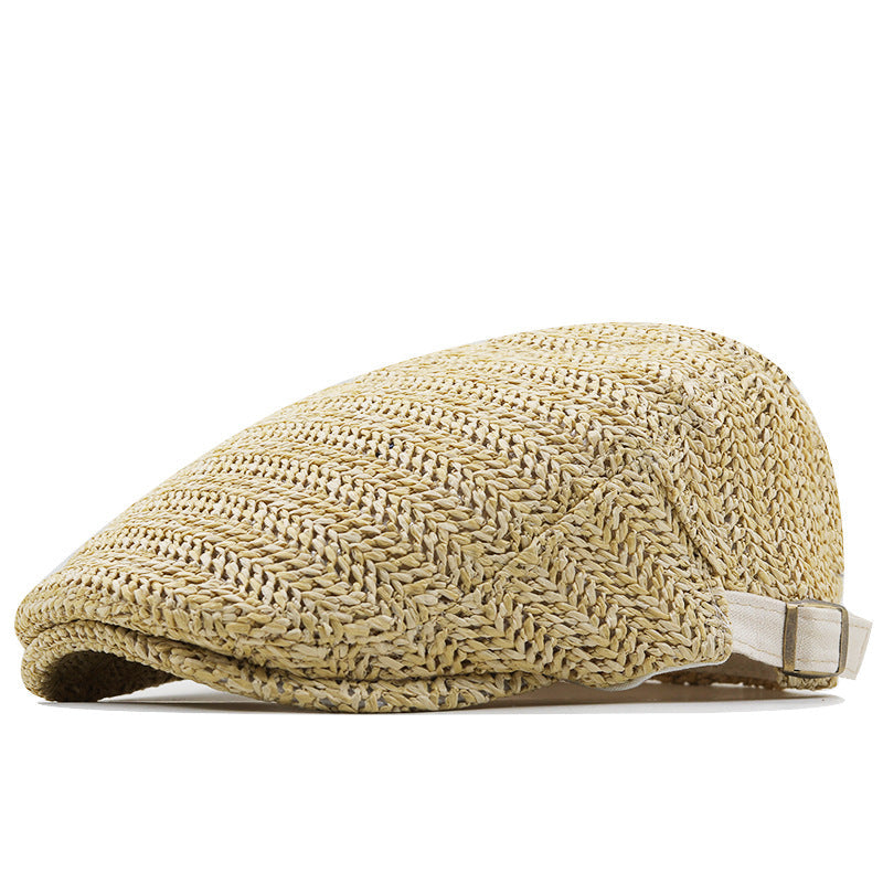 Casquette tressée pour homme en paille aérée - Casquette plate stylée pour l’été