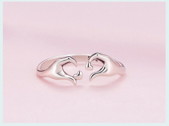 925 Sterling Silver Love Embrace Couple Ring