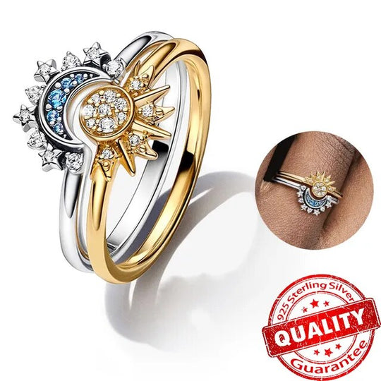 Sun & Moon Crystal Ring Set