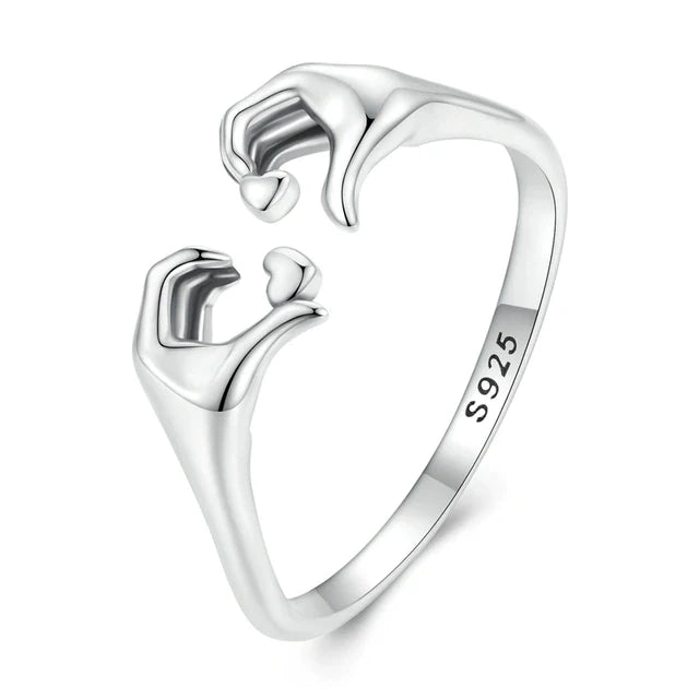 925 Sterling Silver Love Embrace Couple Ring