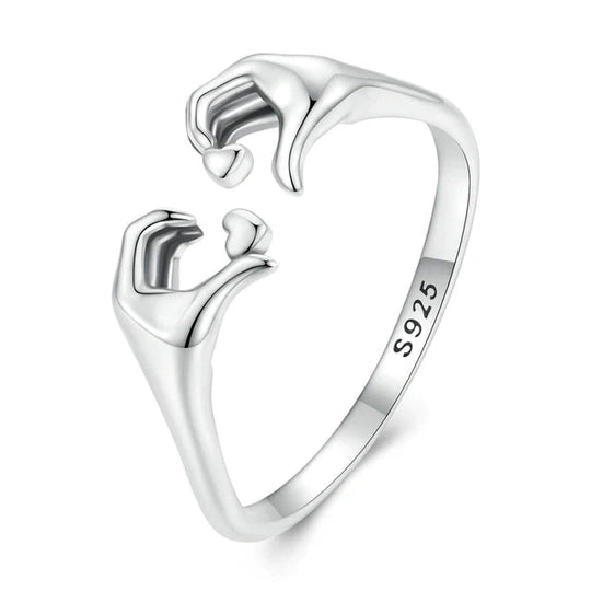 925 Sterling Silver Love Embrace Couple Ring