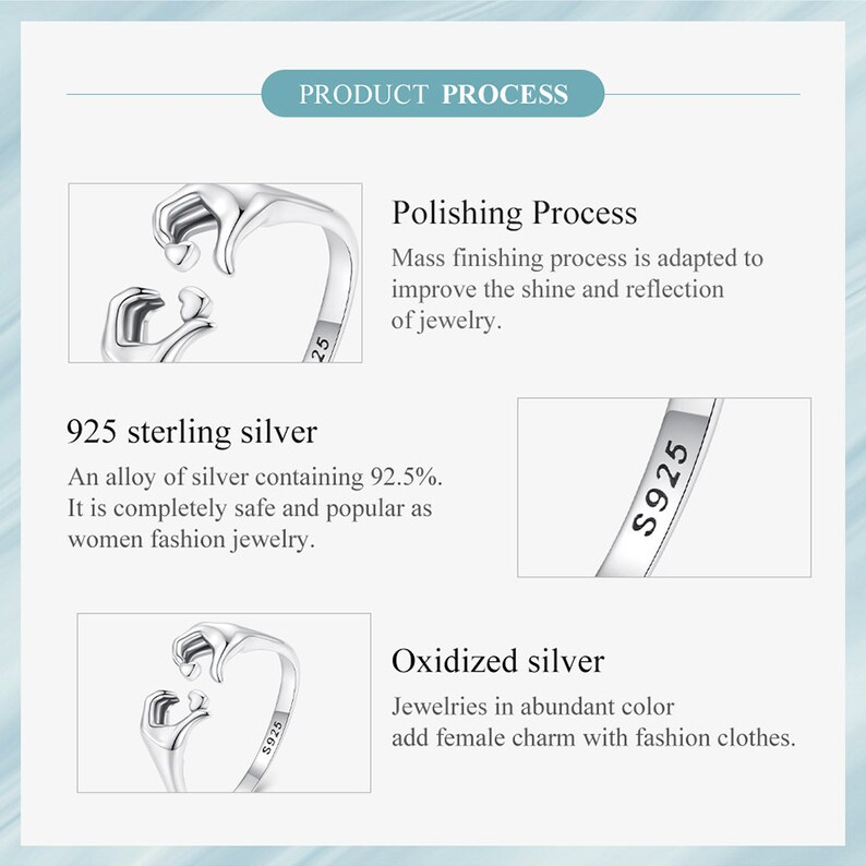 925 Sterling Silver Love Embrace Couple Ring