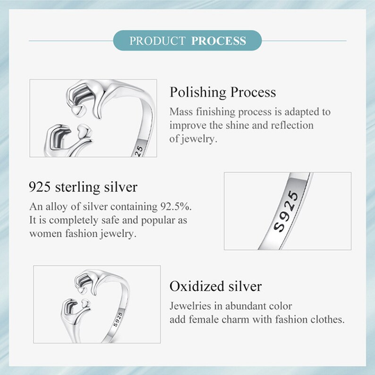 925 Sterling Silver Love Embrace Couple Ring