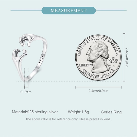 925 Sterling Silver Love Embrace Couple Ring