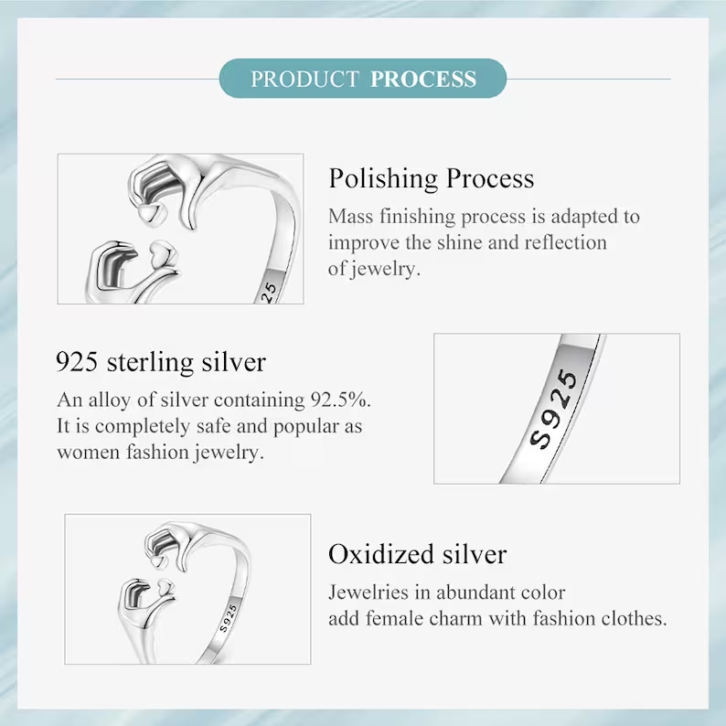 925 Sterling Silver Love Embrace Couple Ring