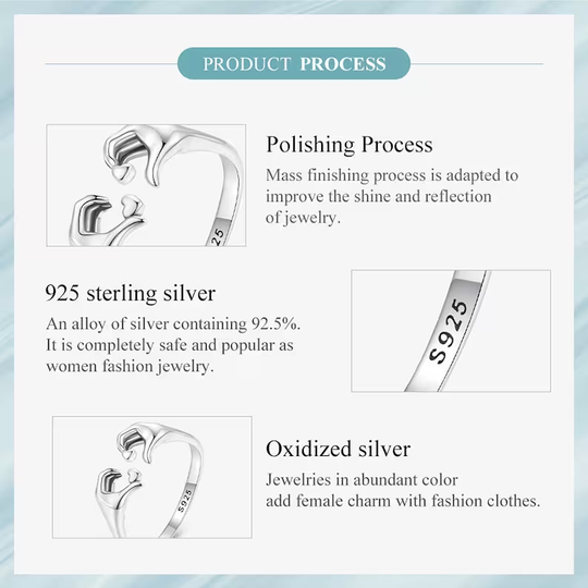 925 Sterling Silver Love Embrace Couple Ring