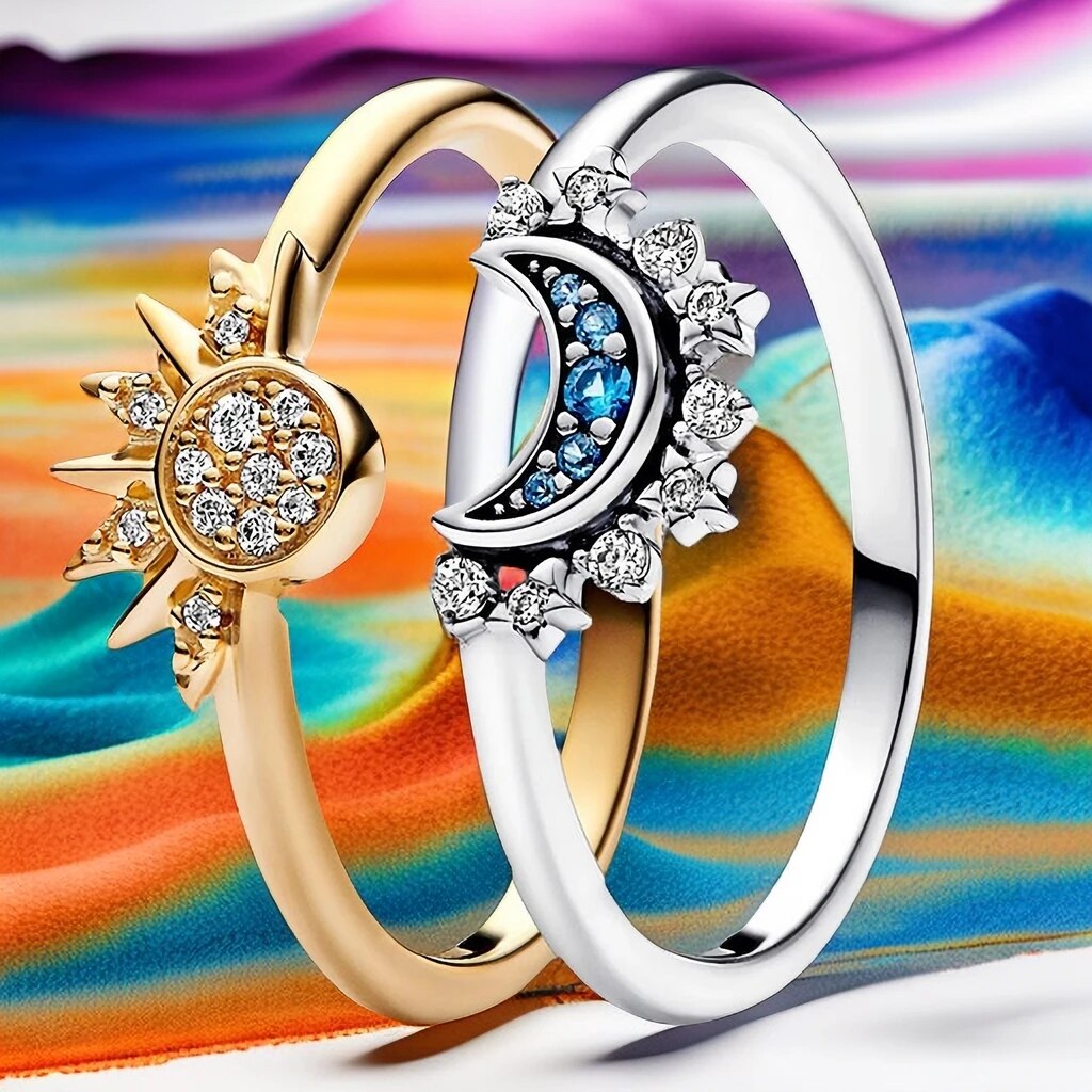 Sun & Moon Crystal Ring Set
