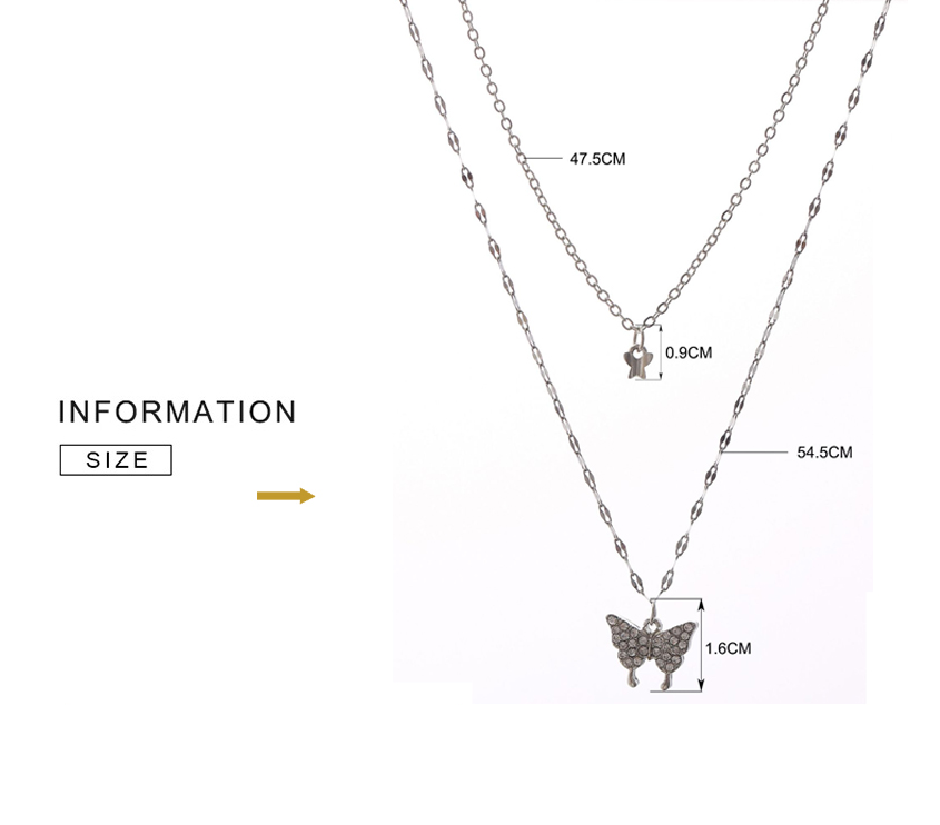 Verfijnde Zilveren Ketting Set met Glanzende Vlinder
