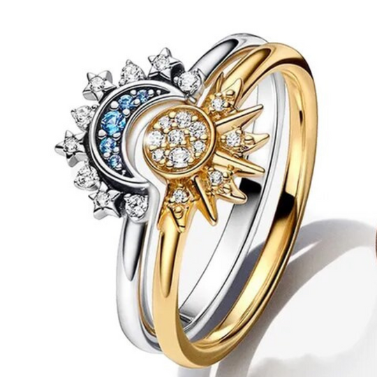 Sun & Moon Crystal Ring Set