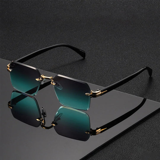 Rimless Zonnebril - Rechthoekige Shades voor Unisex