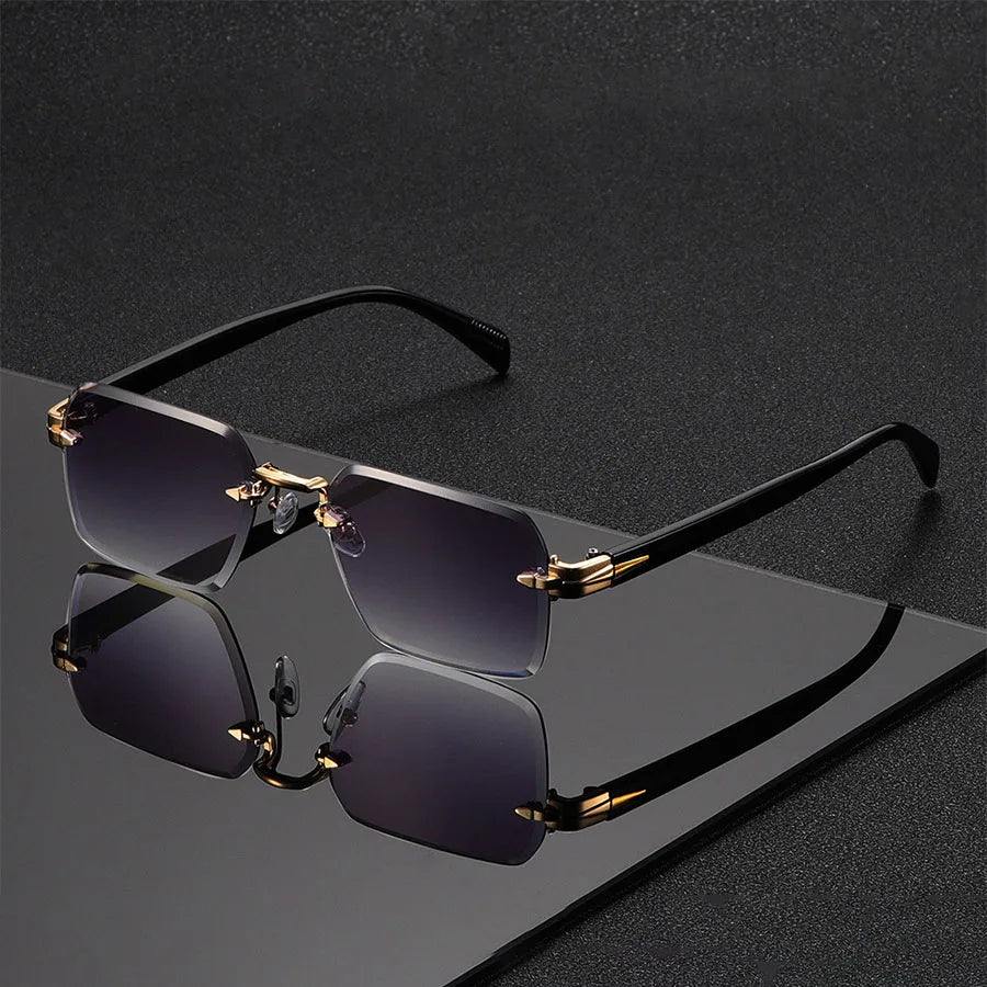 Rimless Zonnebril - Rechthoekige Shades voor Unisex