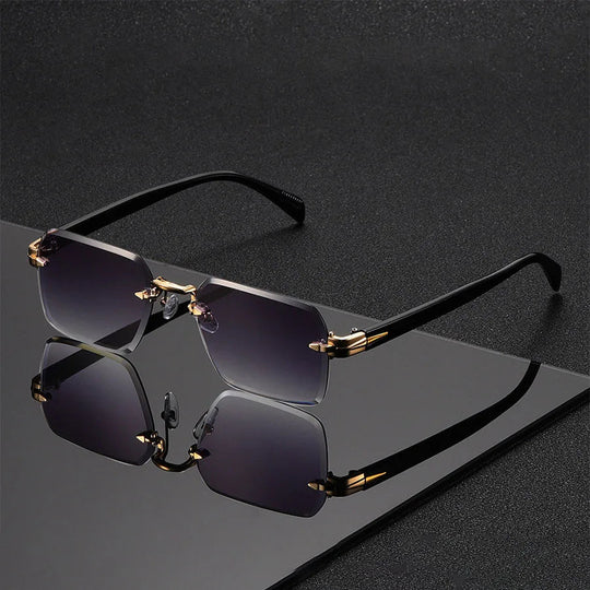 Rimless Zonnebril - Rechthoekige Shades voor Unisex