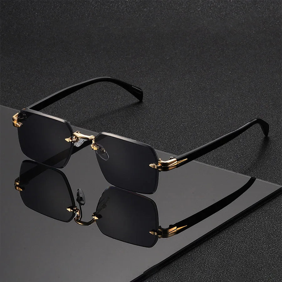 Rimless Zonnebril - Rechthoekige Shades voor Unisex
