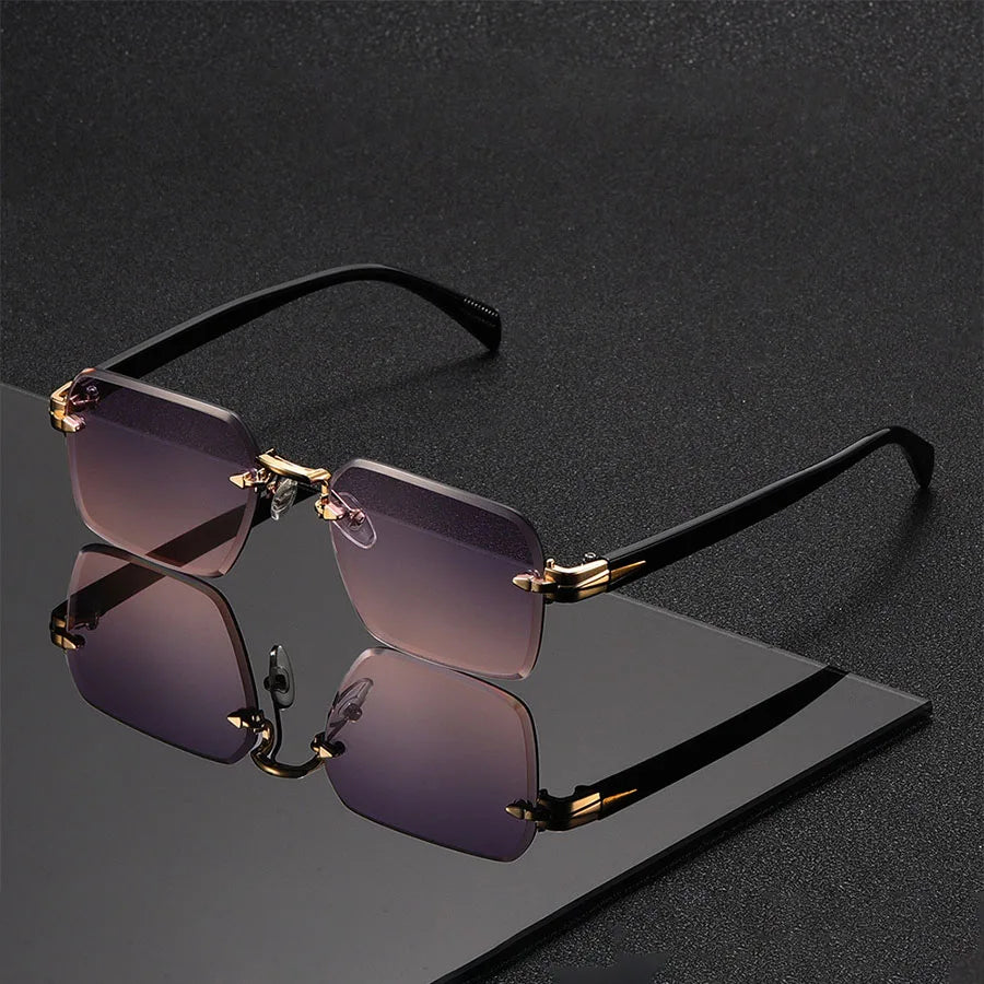 Rimless Zonnebril - Rechthoekige Shades voor Unisex