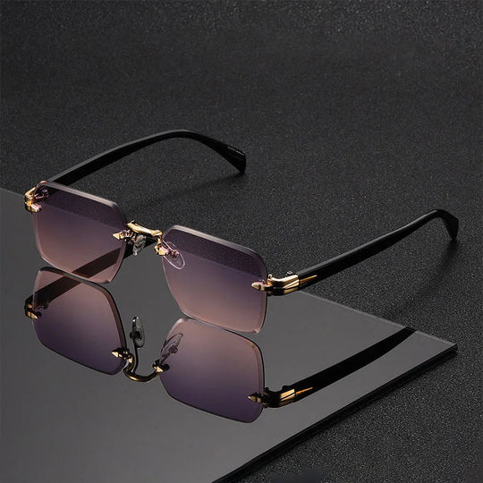 Rimless Zonnebril - Rechthoekige Shades voor Unisex