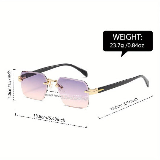 Rimless Zonnebril - Rechthoekige Shades voor Unisex