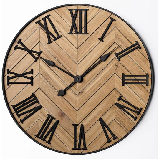 Rustic Wall Clock with Large Roman Numerals