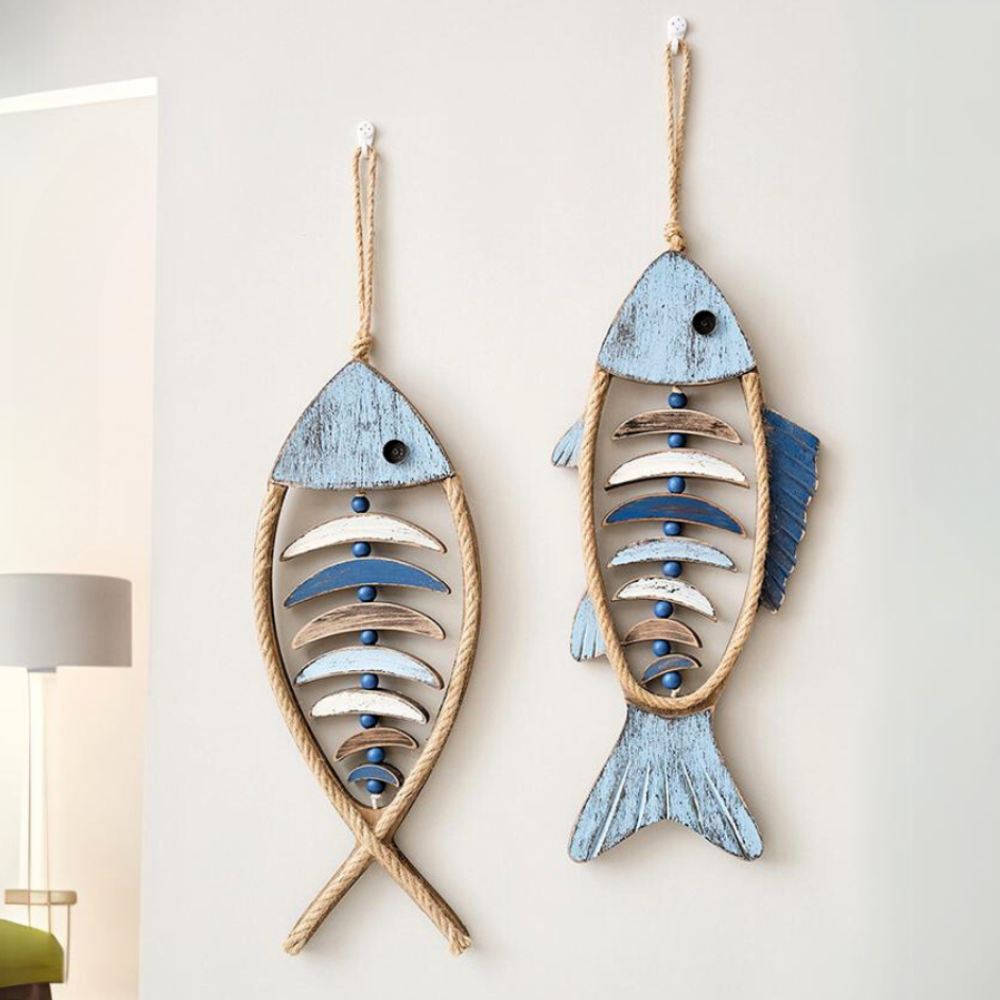Houten Vis Decoratie  - Rustiek Maritiem Woonaccessoire
