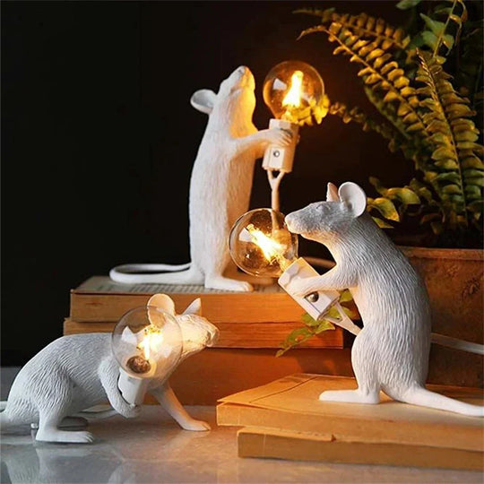 Mouse Desk Lamp | Gold-Colored Resin Table Accent Lighting
