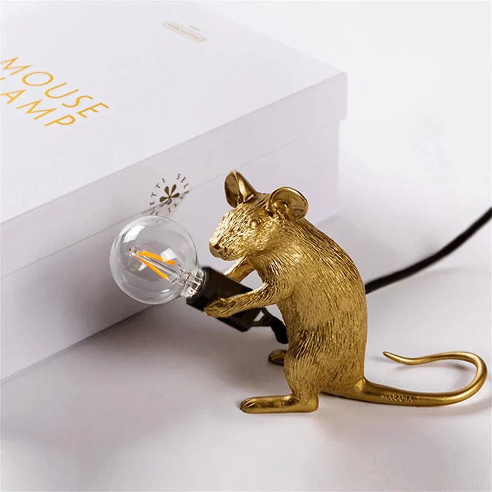 Mouse Desk Lamp | Gold-Colored Resin Table Accent Lighting