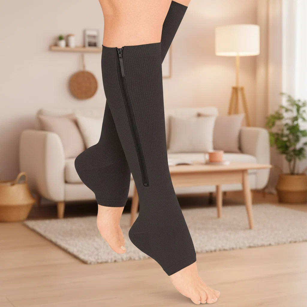 Compressiekousen met Rits Steun & Verlichting