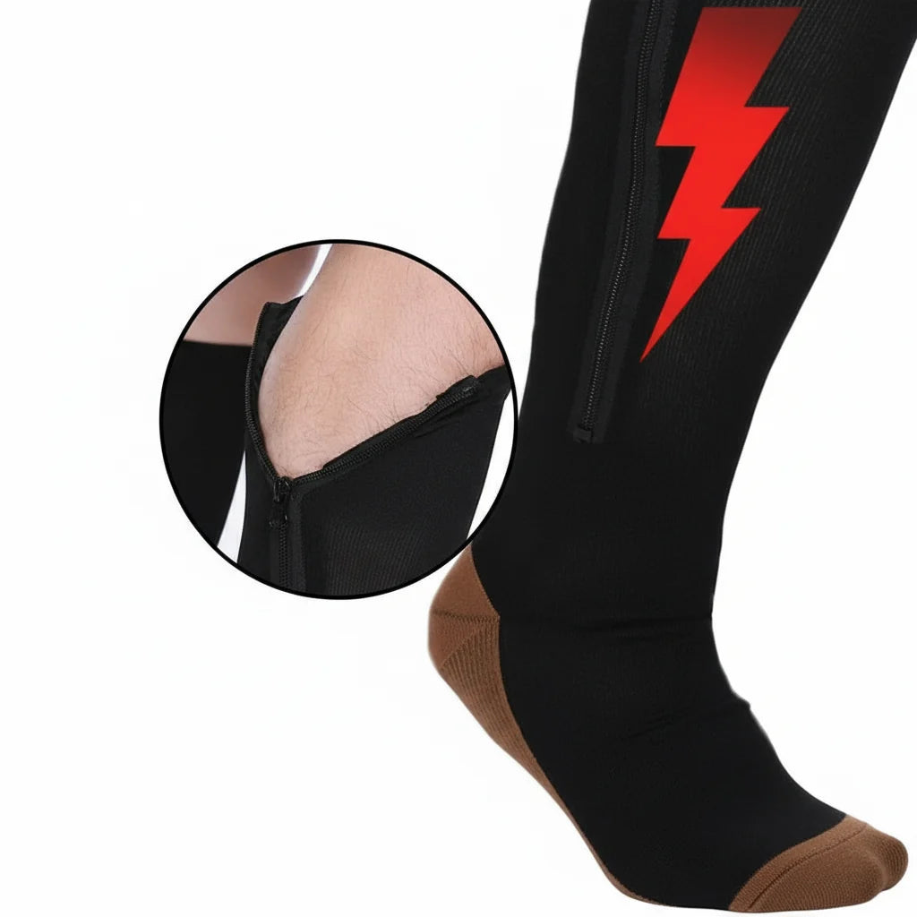 Compressiekousen met Rits Steun & Verlichting