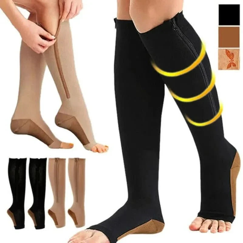 Compressiekousen met Rits Steun & Verlichting