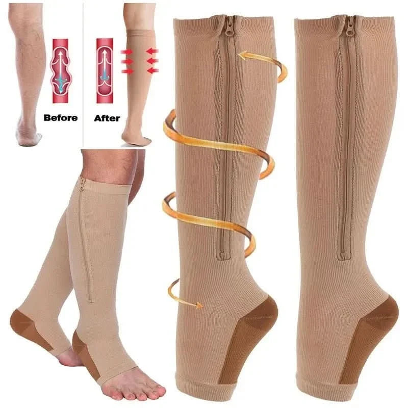 Compressiekousen met Rits Steun & Verlichting
