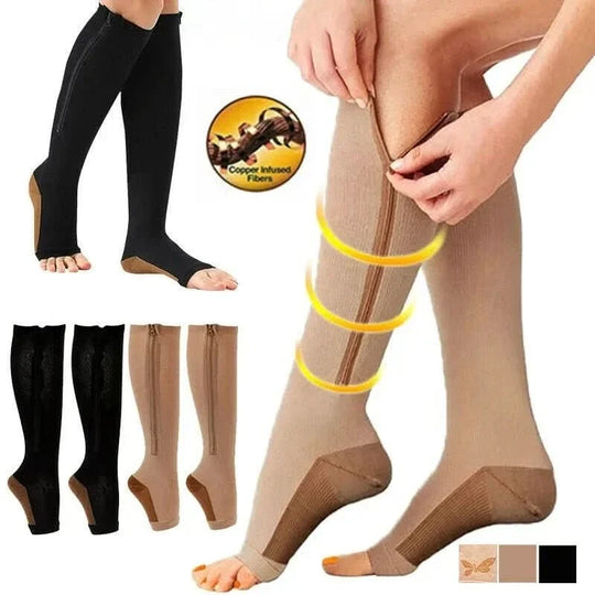 Compressiekousen met Rits Steun & Verlichting