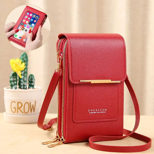 Crossbody Telefoontas Dames – PU Leer met Portemonnee & Verstelbare Band