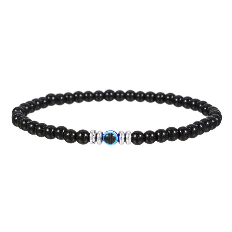 Men's Bracelet - 4mm Natural Stone with Evil Eye Bead