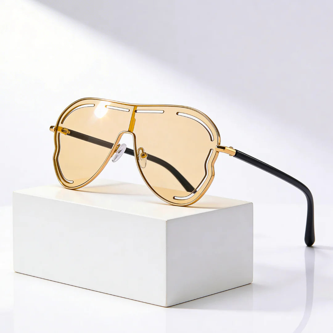 DAHLIASCHILD | Shield Gradient Aviator-zonnebril | UV400 Goud