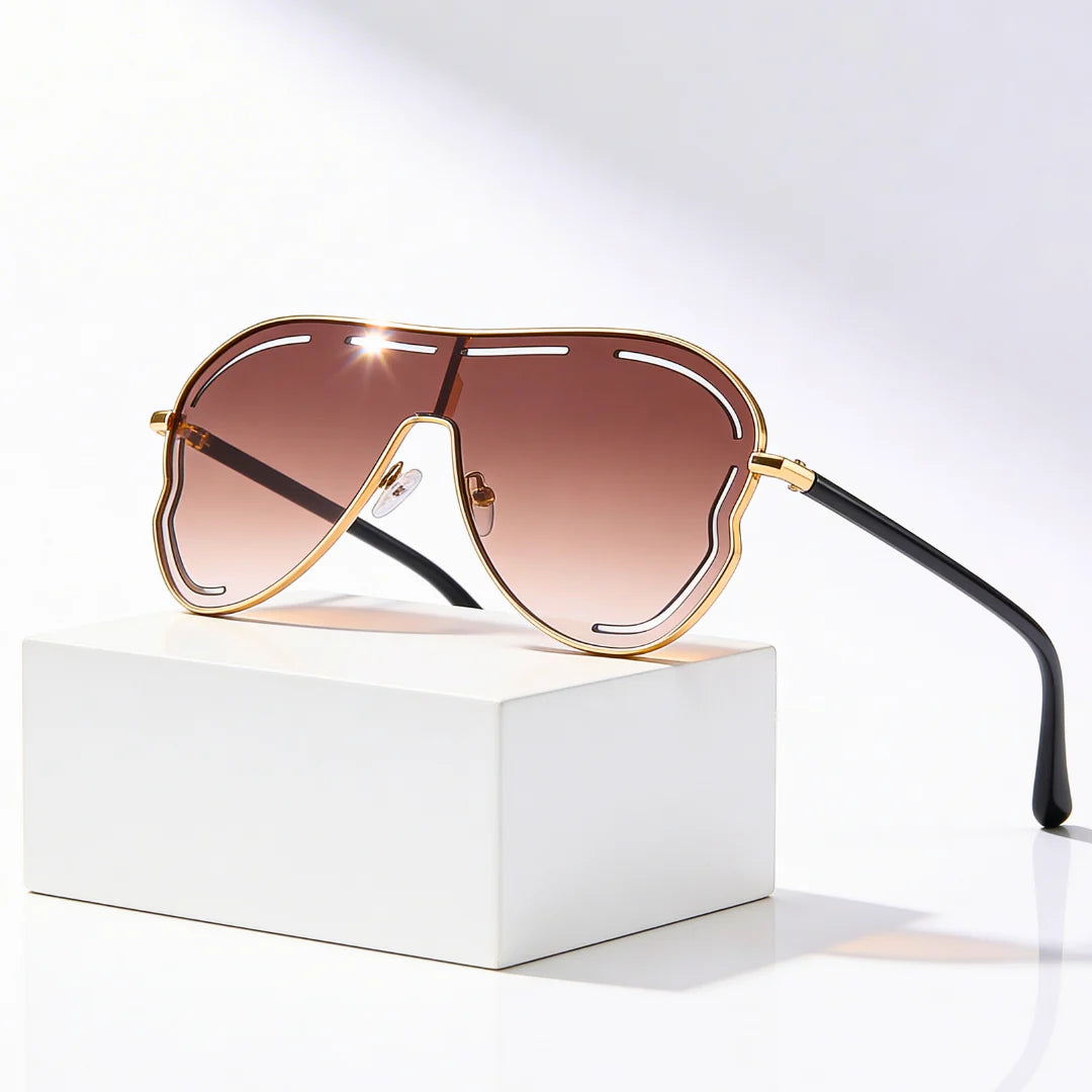 DAHLIASCHILD | Shield Gradient Aviator-zonnebril | UV400 Goud
