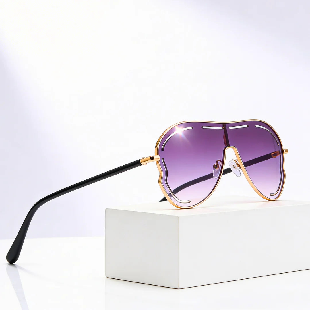 DAHLIASCHILD | Shield Gradient Aviator-zonnebril | UV400 Goud