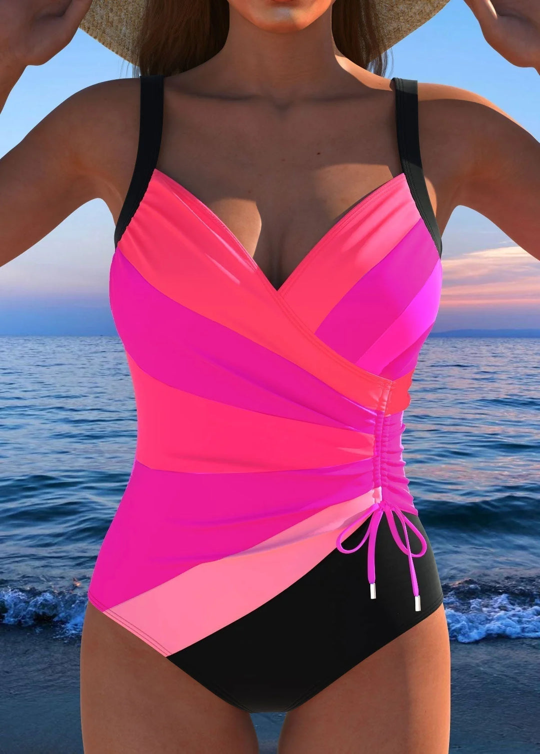 Dames Badpak Wikkelmodel – Figuurcorrigerend met Colorblock