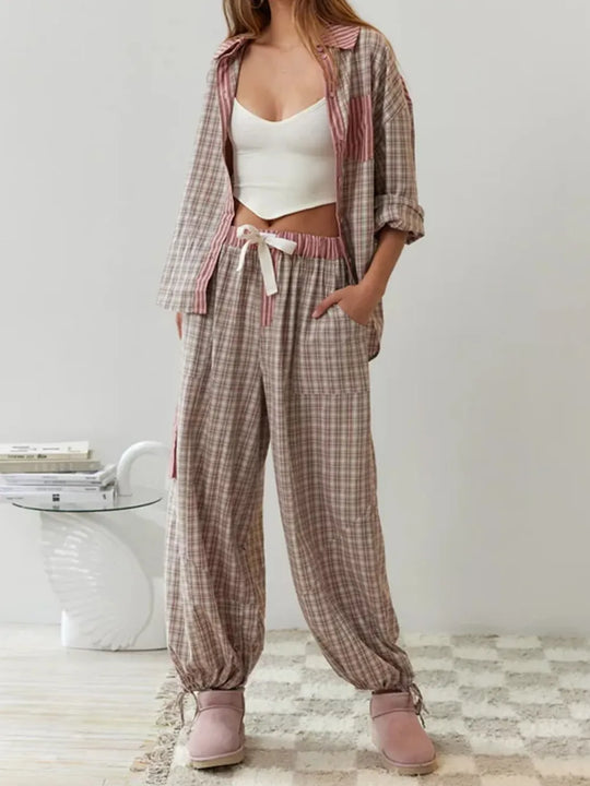 Dames Pyjamaset – Tweedelig Model van Zachte Katoenmix