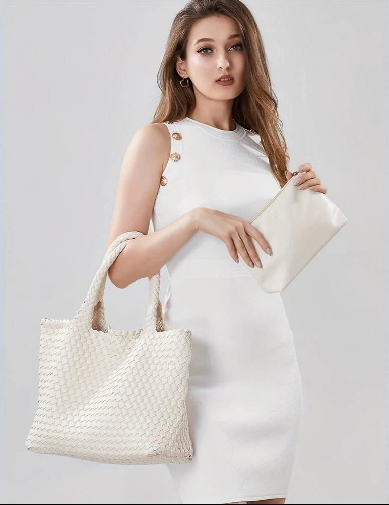 Dames Shopper Tas Gevlochten met Dubbele Hengsels