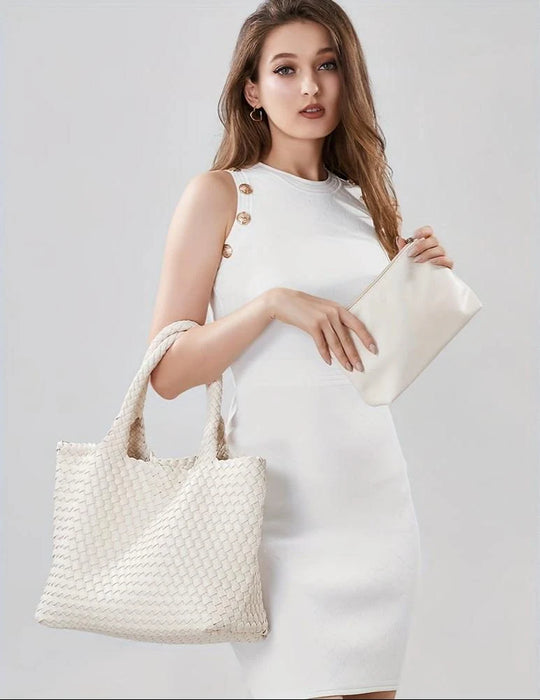 Dames Shopper Tas Gevlochten met Dubbele Hengsels